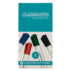 Classmates Whiteboard Marker Assorted - Bullet Tip - Pack of 8